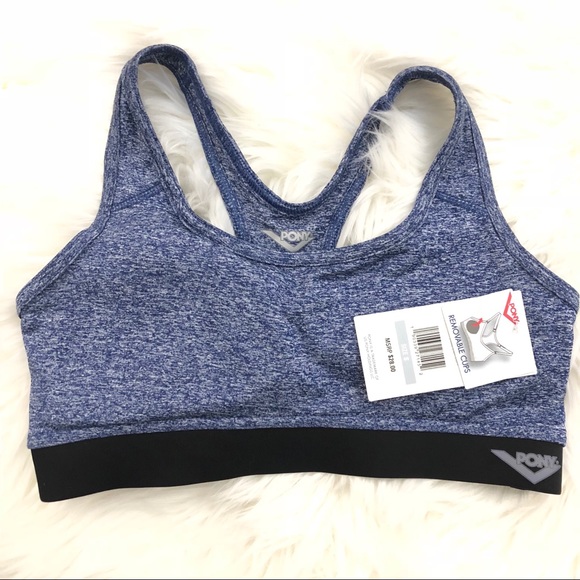 NWT Pony Blue Spacedye Racerback Padded Sports Bra - Picture 3 of 8